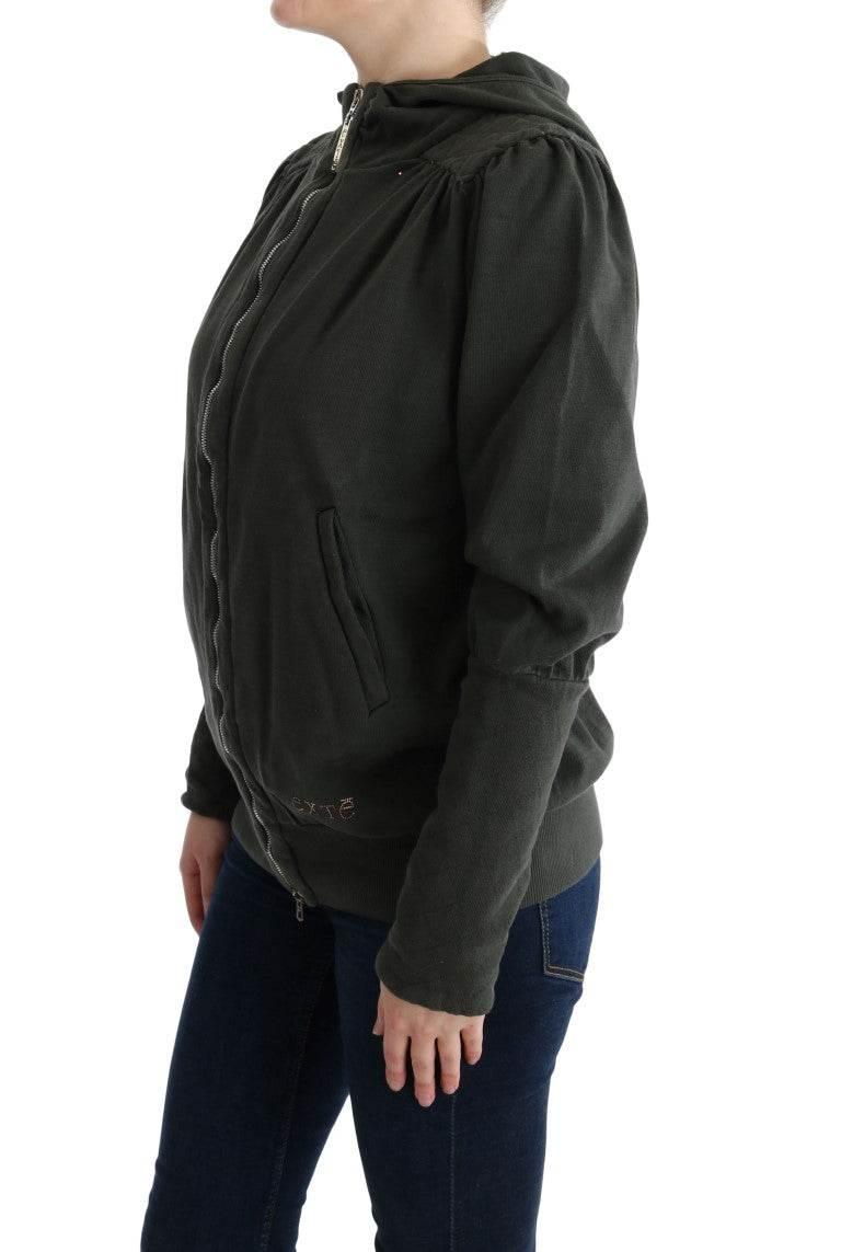 Exte Gray Top Hooded Cotton Zipper Sweater - Hilstor
