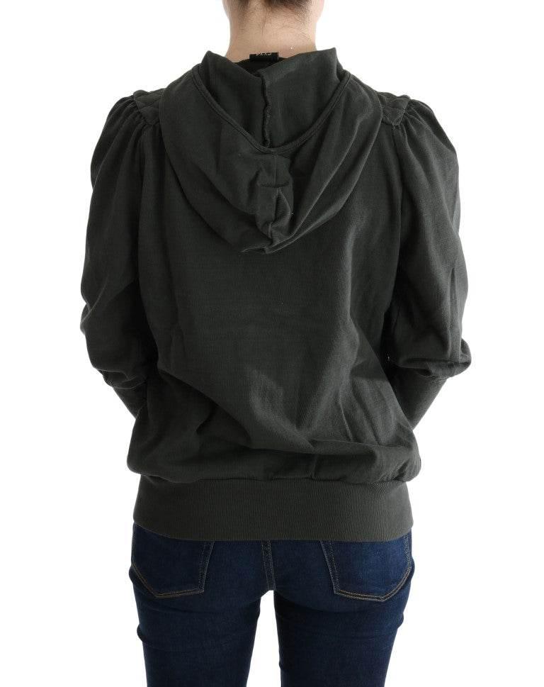 Exte Gray Top Hooded Cotton Zipper Sweater - Hilstor