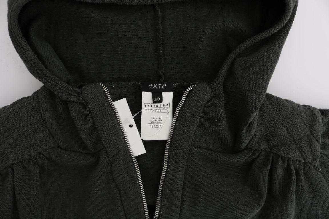 Exte Gray Top Hooded Cotton Zipper Sweater - Hilstor