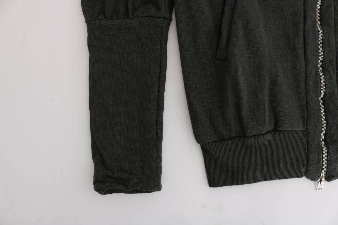 Exte Gray Top Hooded Cotton Zipper Sweater - Hilstor