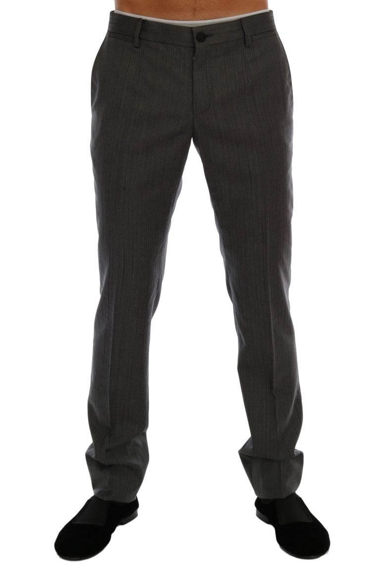 Dolce & Gabbana Gray Wool Striped Formal Pants - Hilstor