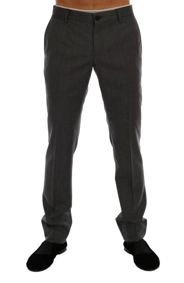Dolce & Gabbana Gray Wool Striped Formal Pants - Hilstor