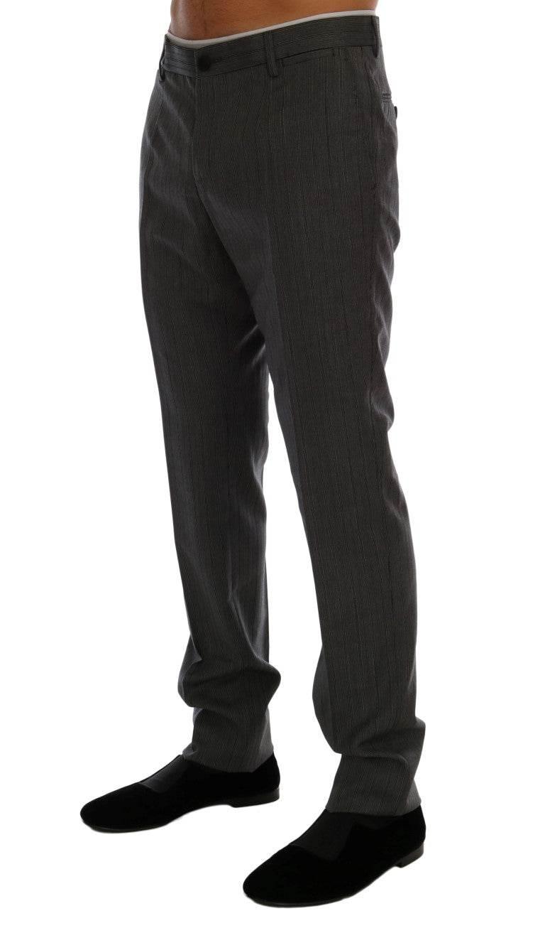 Dolce & Gabbana Gray Wool Striped Formal Pants - Hilstor