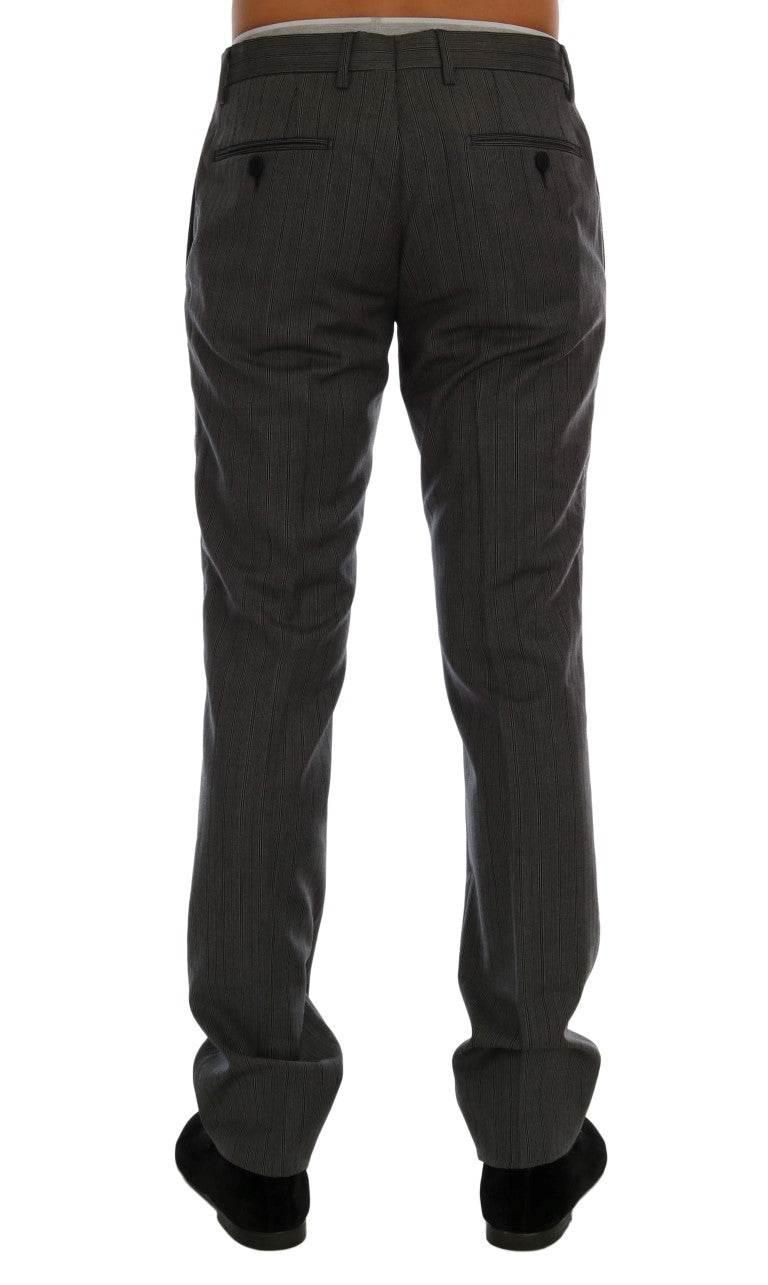 Dolce & Gabbana Gray Wool Striped Formal Pants - Hilstor