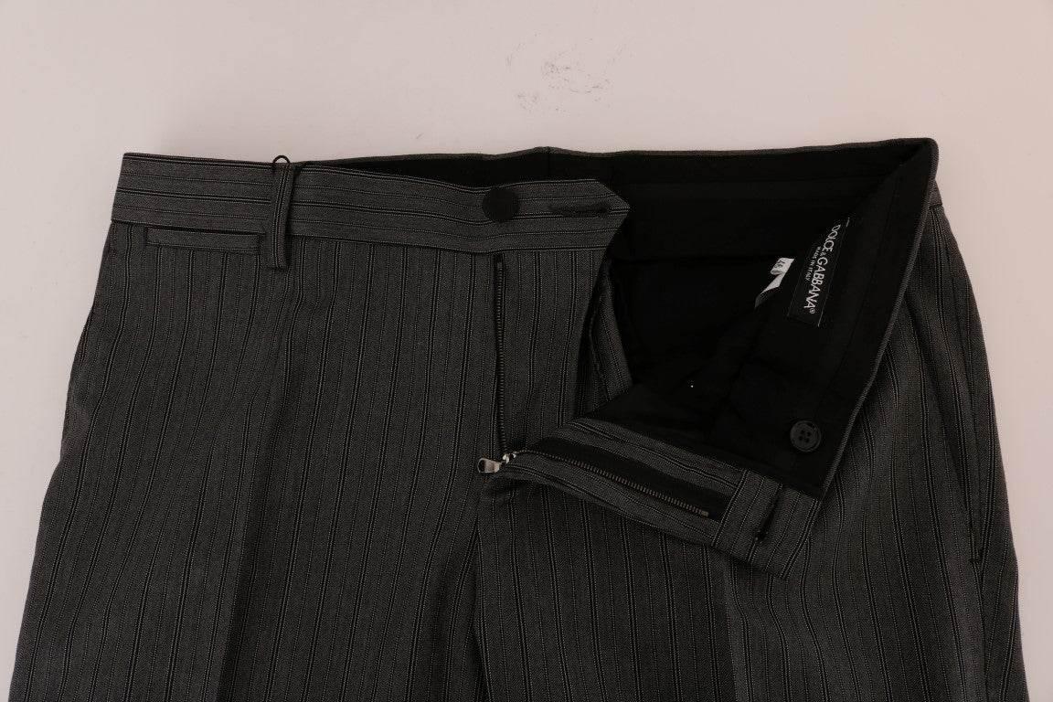 Dolce & Gabbana Gray Wool Striped Formal Pants - Hilstor