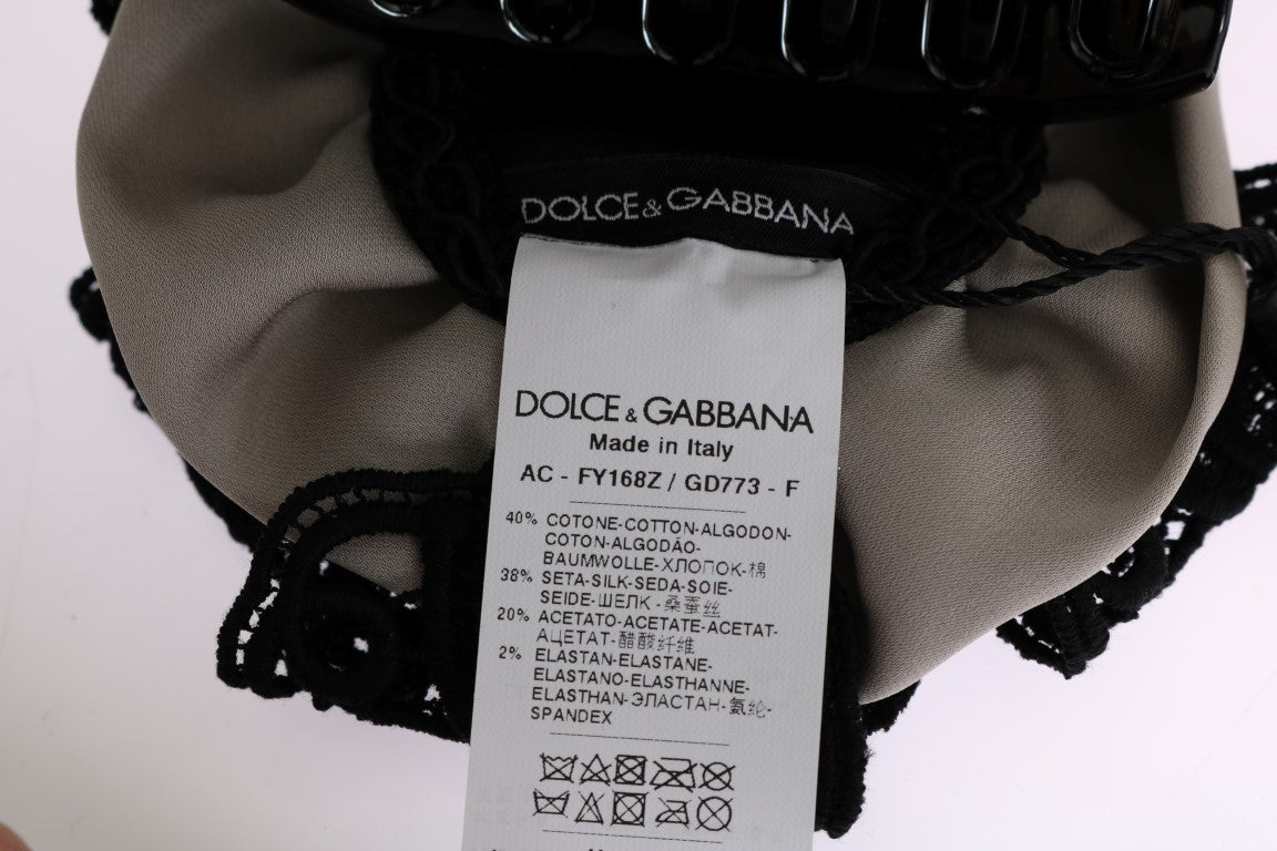 Dolce &amp; Gabbana Grå Silke Sort Blonde Hårklo