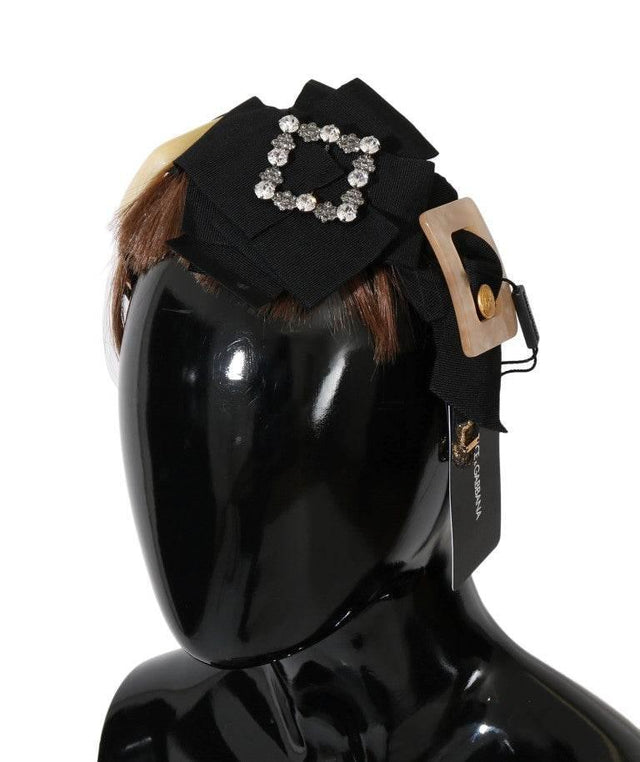 Dolce & Gabbana Crystal-Embellished Gold Brown Diadem Headband - Hilstor