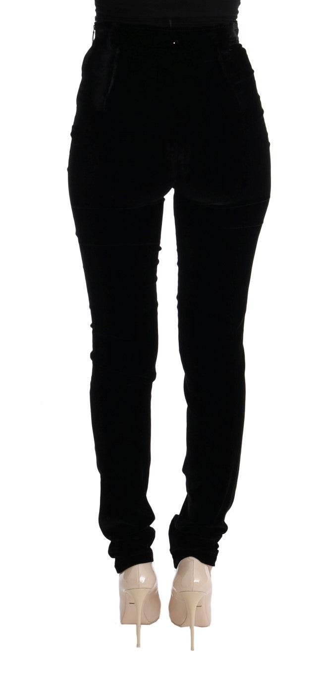 Ermanno Scervino Black Velvet Slim Fit Pants - Hilstor