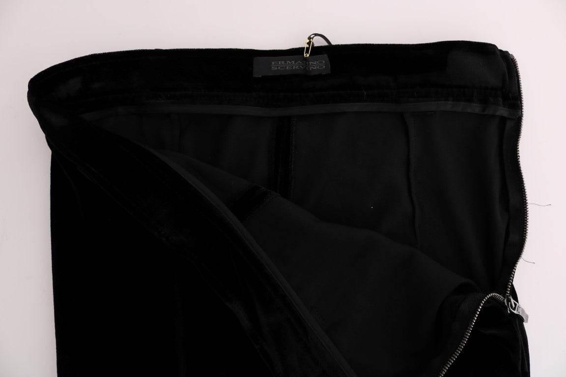 Ermanno Scervino Black Velvet Slim Fit Pants - Hilstor