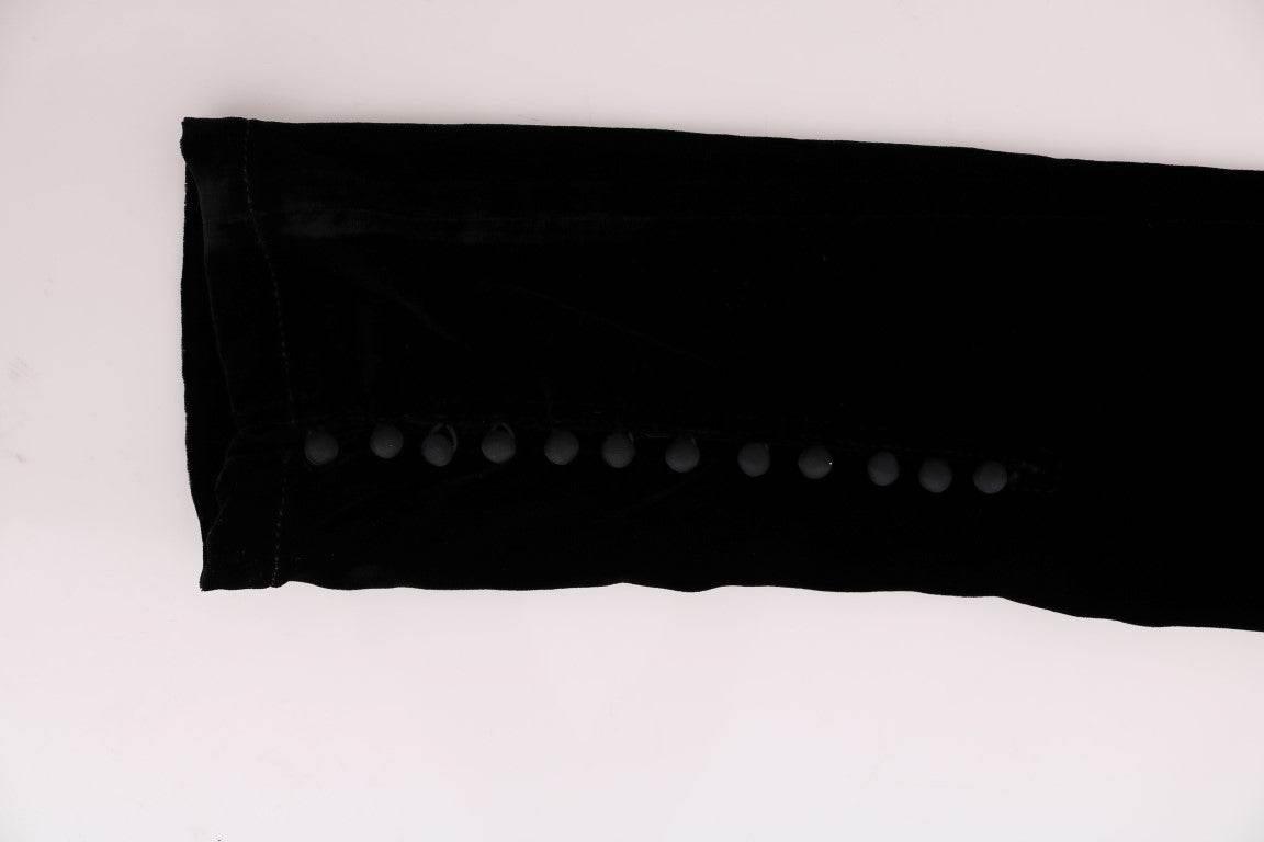Ermanno Scervino Black Velvet Slim Fit Pants - Hilstor