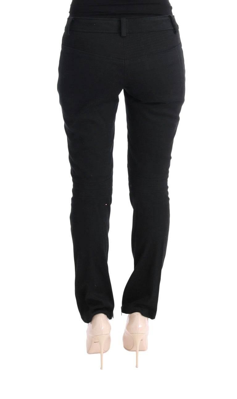 Ermanno Scervino Black Cotton Slim Fit Casual Pants - Hilstor