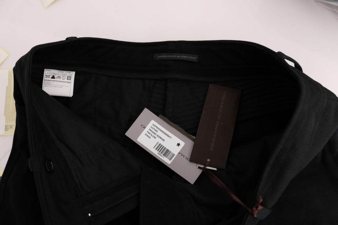 Ermanno Scervino Black Cotton Slim Fit Casual Pants - Hilstor
