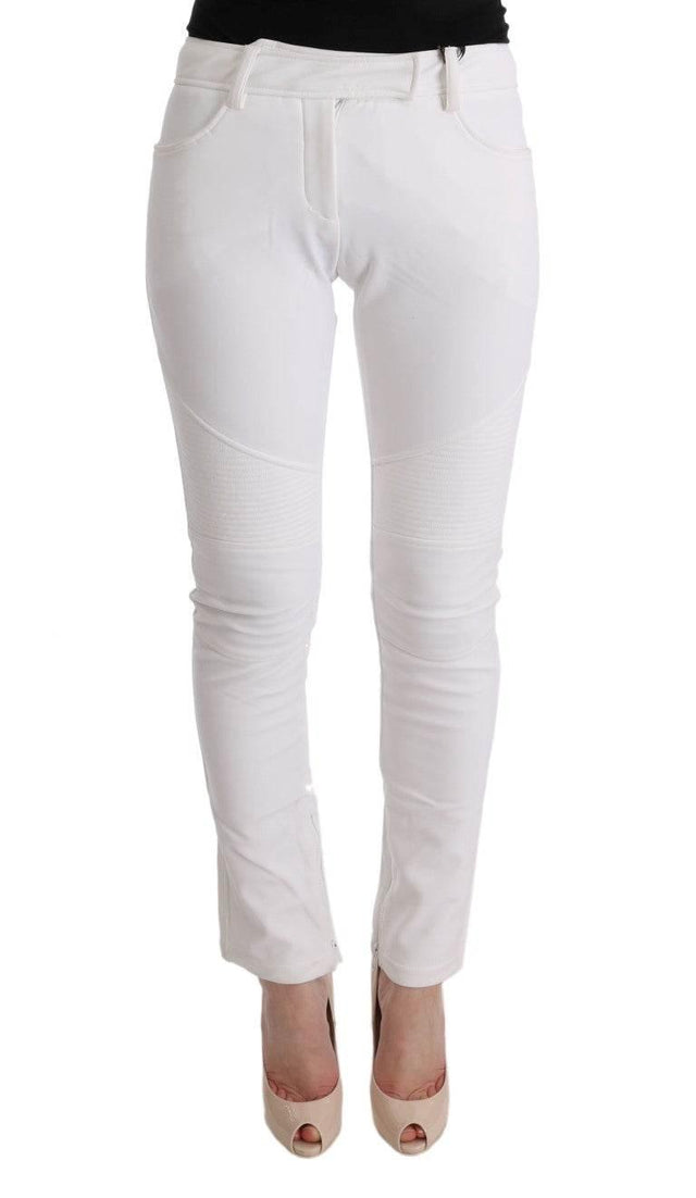 Ermanno Scervino White Cotton Slim Fit Casual Pants - Hilstor