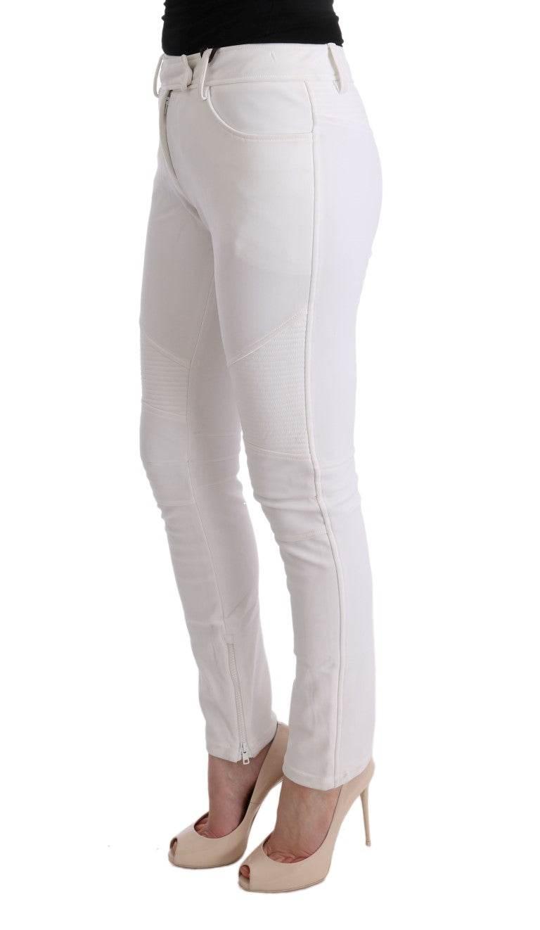 Ermanno Scervino White Cotton Slim Fit Casual Pants - Hilstor