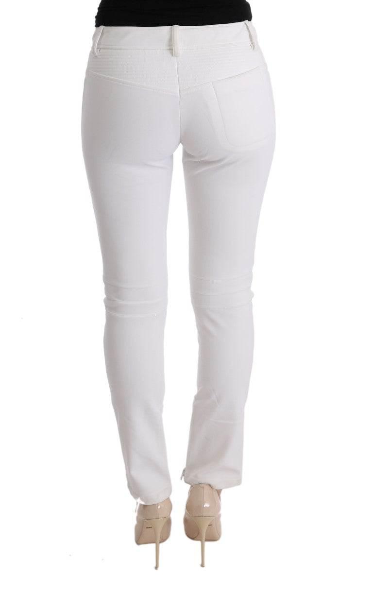 Ermanno Scervino White Cotton Slim Fit Casual Pants - Hilstor