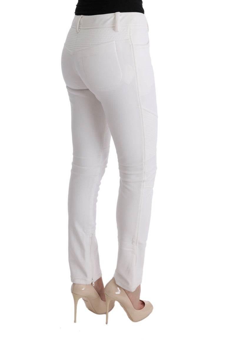 Ermanno Scervino White Cotton Slim Fit Casual Pants - Hilstor