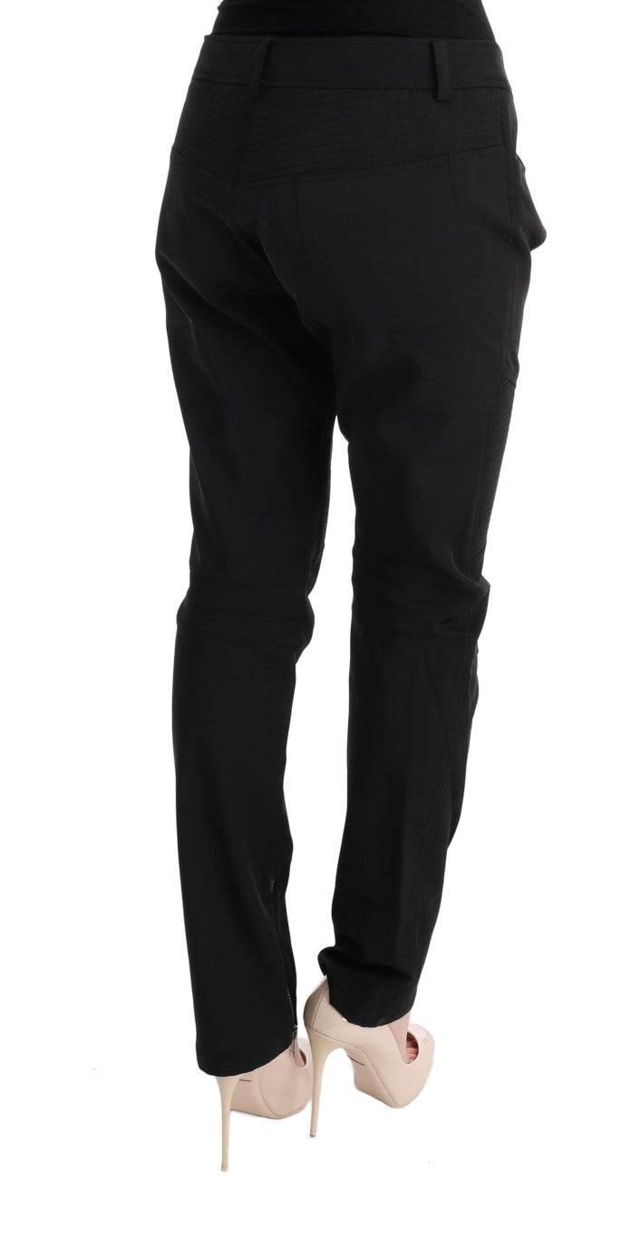 Ermanno Scervino Black Cotton Slim Fit Casual Pants - Hilstor