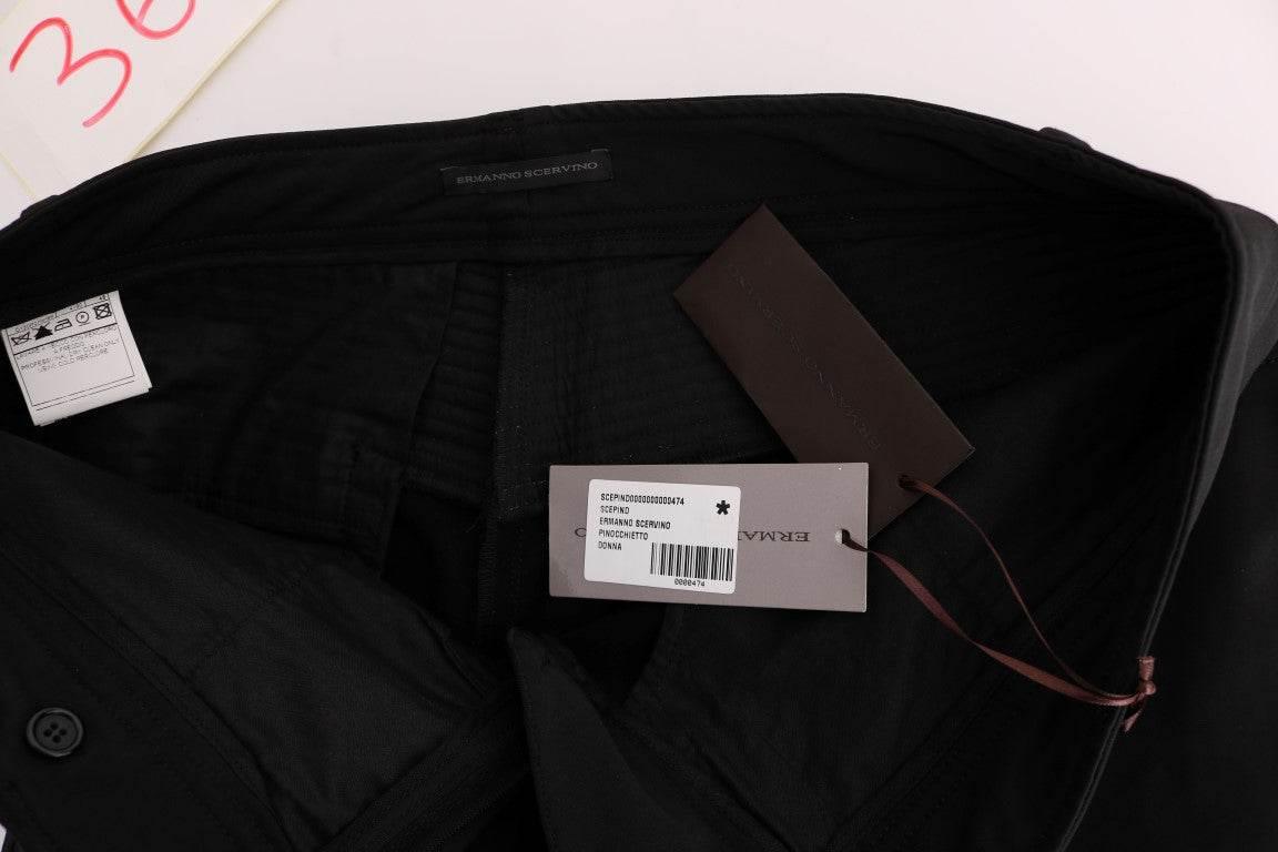 Ermanno Scervino Black Cotton Slim Fit Casual Pants - Hilstor
