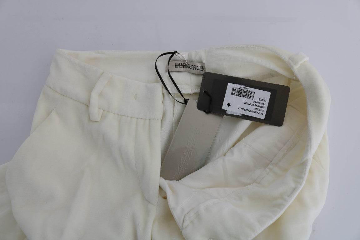 Ermanno Scervino White Cotton Regular Fit Casual Pants - Hilstor