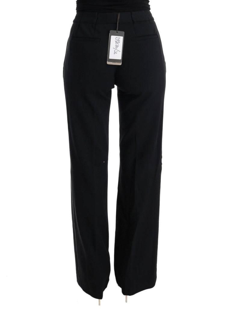Ermanno Scervino Black Viscose Flare Bootcut Pants - Hilstor