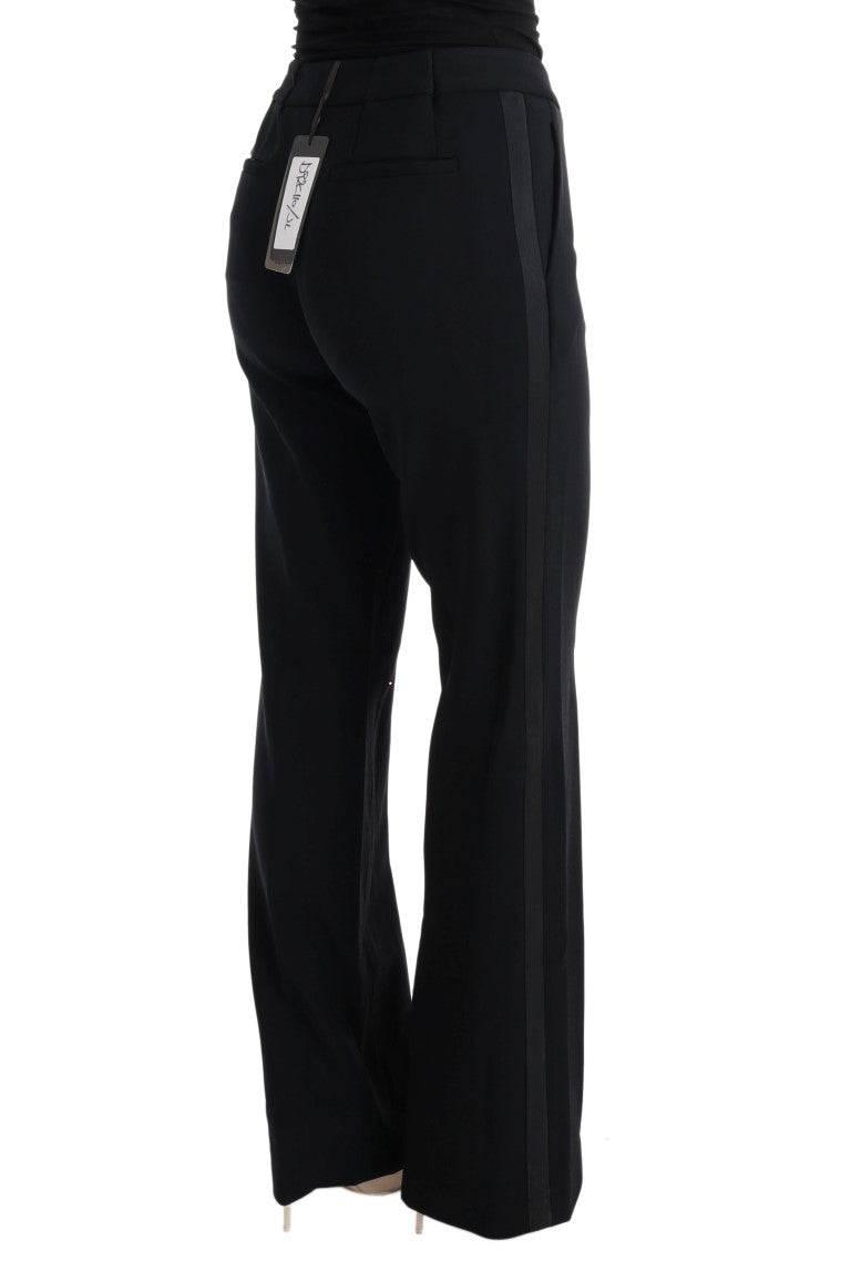 Ermanno Scervino Black Viscose Flare Bootcut Pants - Hilstor