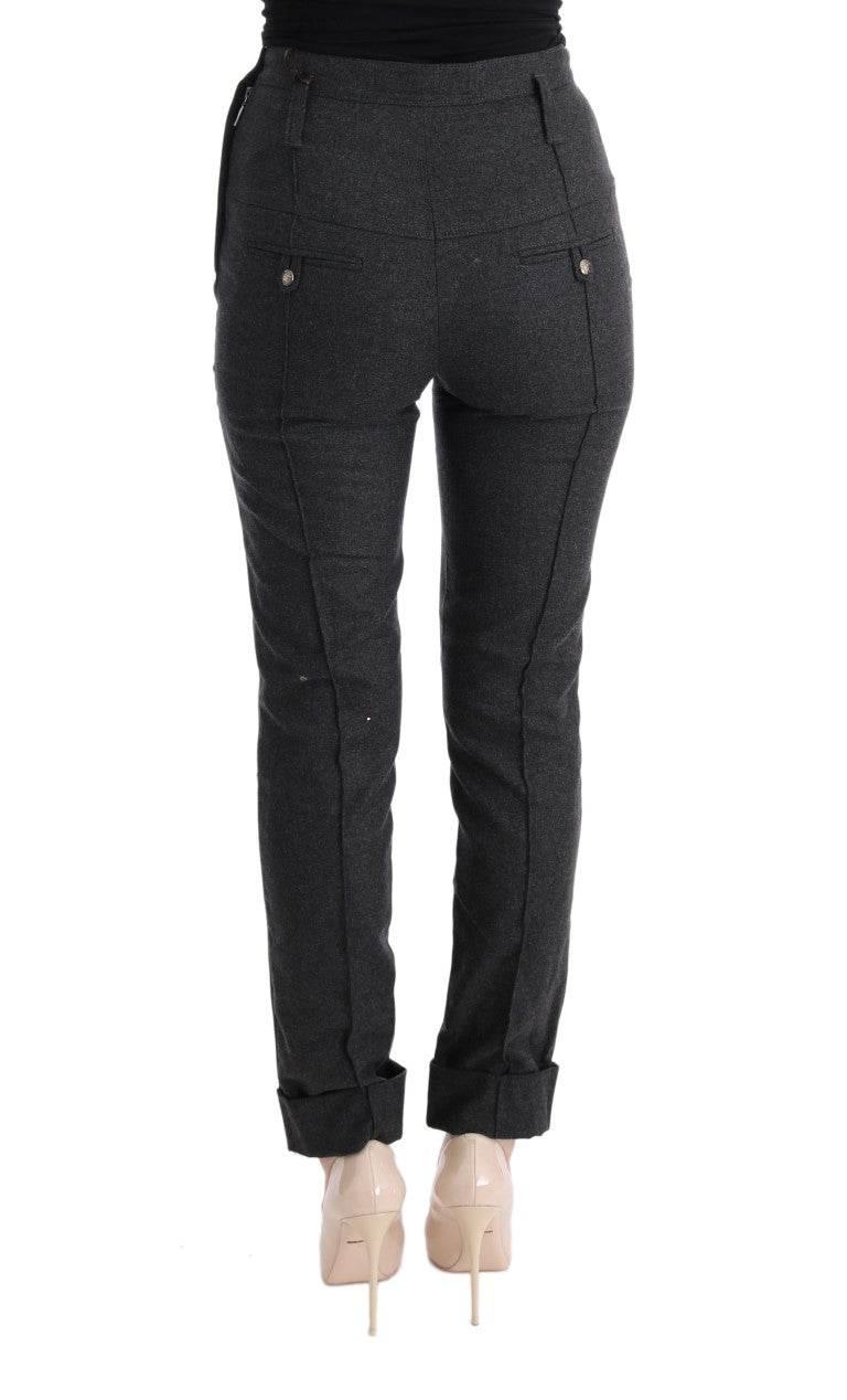 Ermanno Scervino Gray Virgin Wool Skinny Casual Pants - Hilstor