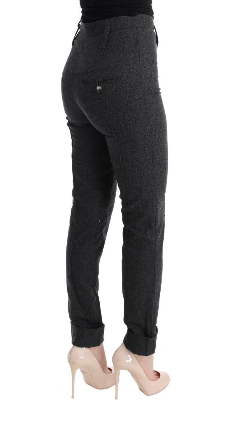 Ermanno Scervino Gray Virgin Wool Skinny Casual Pants - Hilstor
