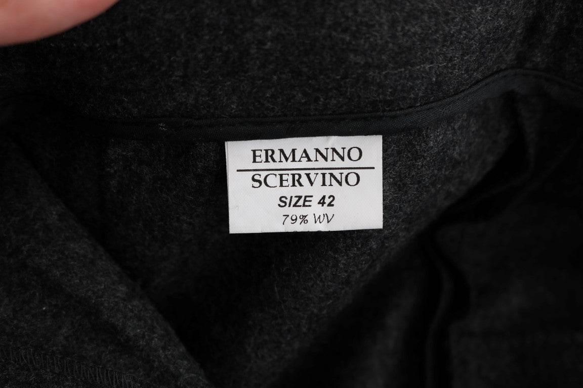 Ermanno Scervino Gray Virgin Wool Skinny Casual Pants - Hilstor