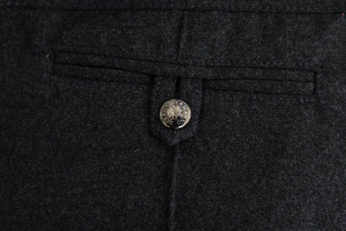 Ermanno Scervino Gray Virgin Wool Skinny Casual Pants - Hilstor