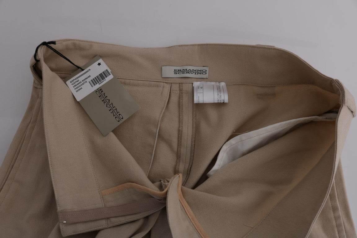 Ermanno Scervino Beige Cotton Wool Regular Fit Pants - Hilstor