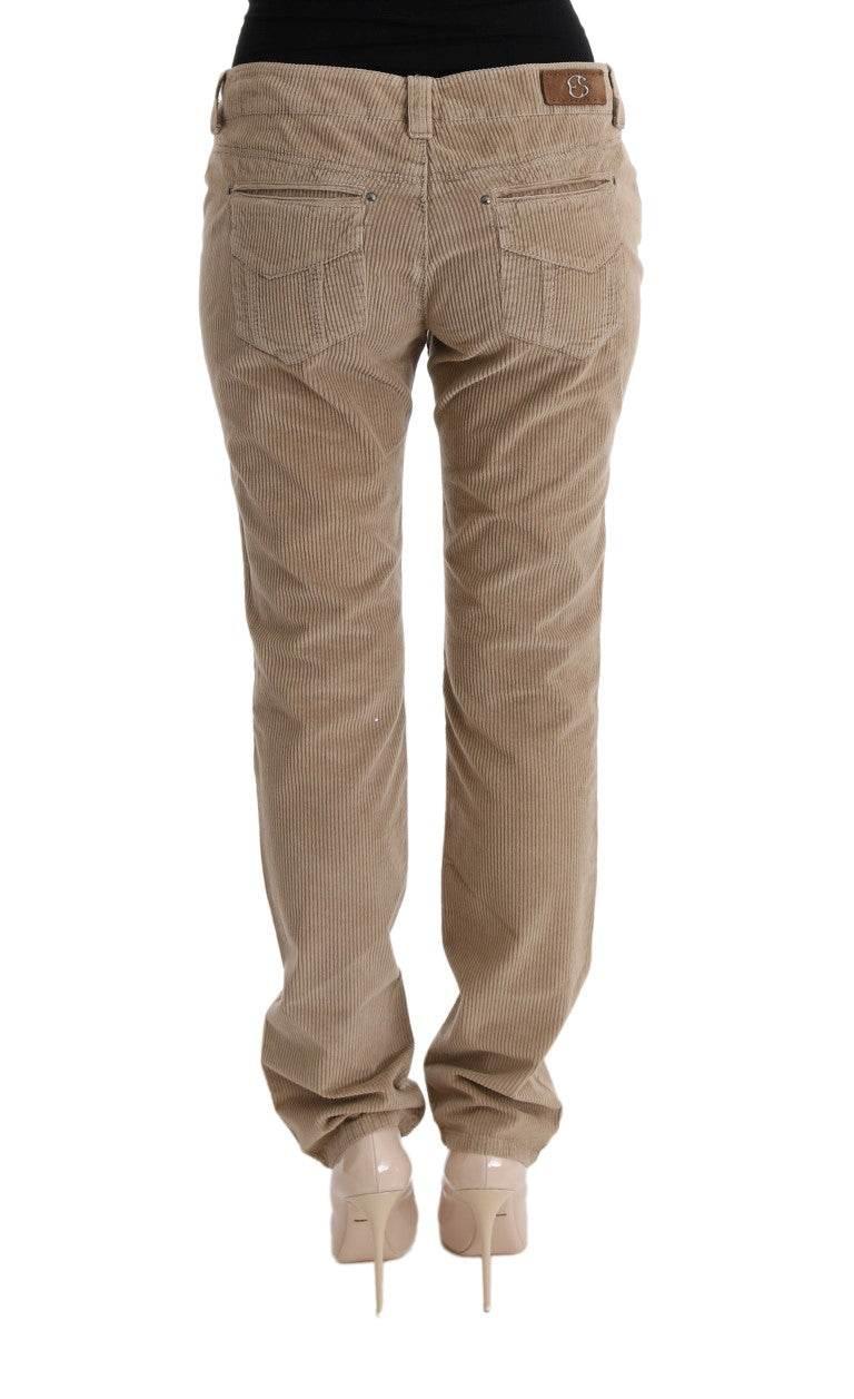 Ermanno Scervino Beige Cotton Velvet Regular Fit Pants - Hilstor
