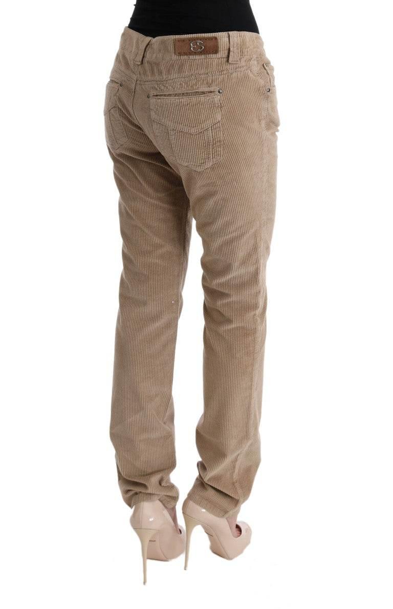 Ermanno Scervino Beige Cotton Velvet Regular Fit Pants - Hilstor