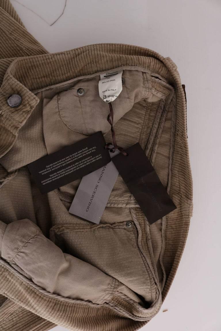 Ermanno Scervino Beige Cotton Velvet Regular Fit Pants - Hilstor
