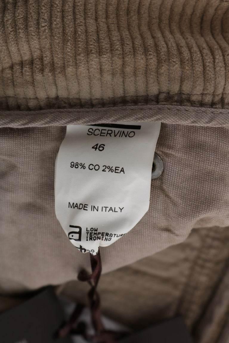 Ermanno Scervino Beige Cotton Velvet Regular Fit Pants - Hilstor