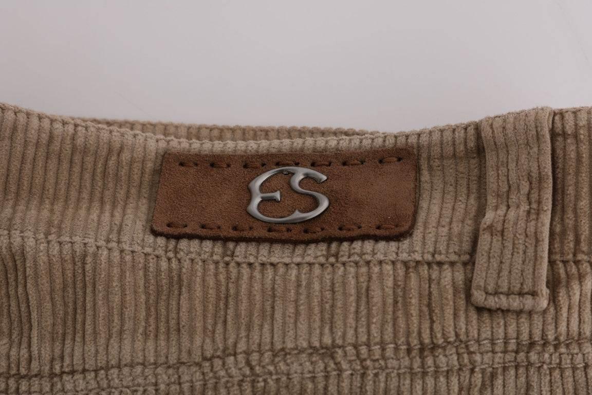 Ermanno Scervino Beige Cotton Velvet Regular Fit Pants - Hilstor