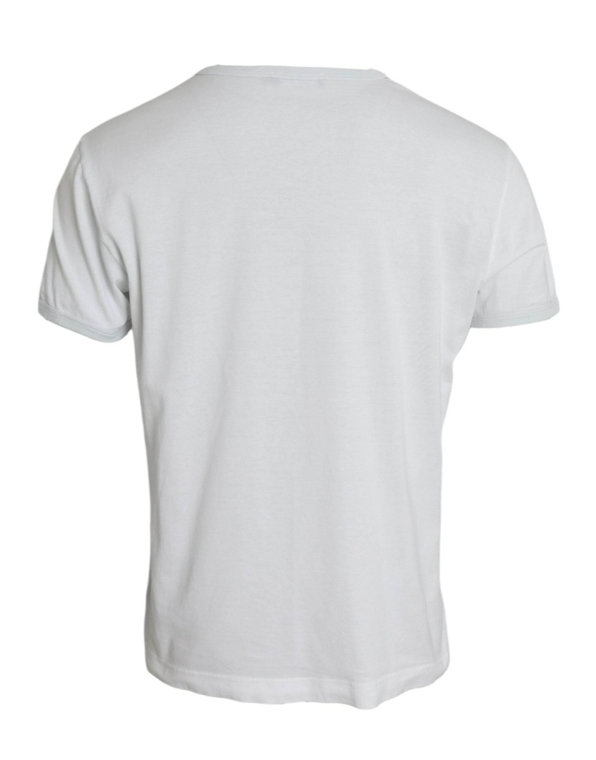 Dolce & Gabbana White Cotton Round Neck Short Sleeve T-shirt - Hilstor