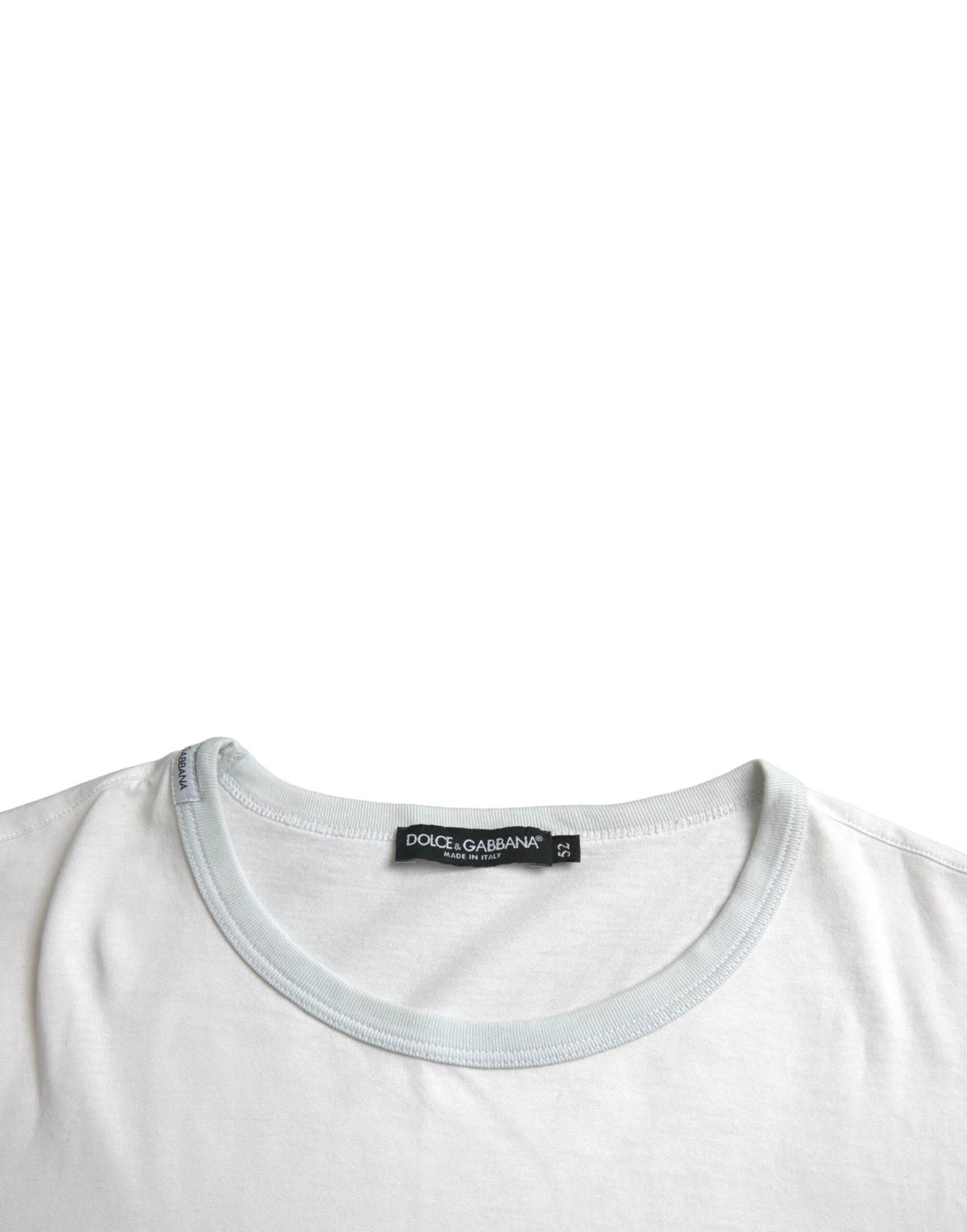 Dolce & Gabbana White Cotton Round Neck Short Sleeve T-shirt - Hilstor