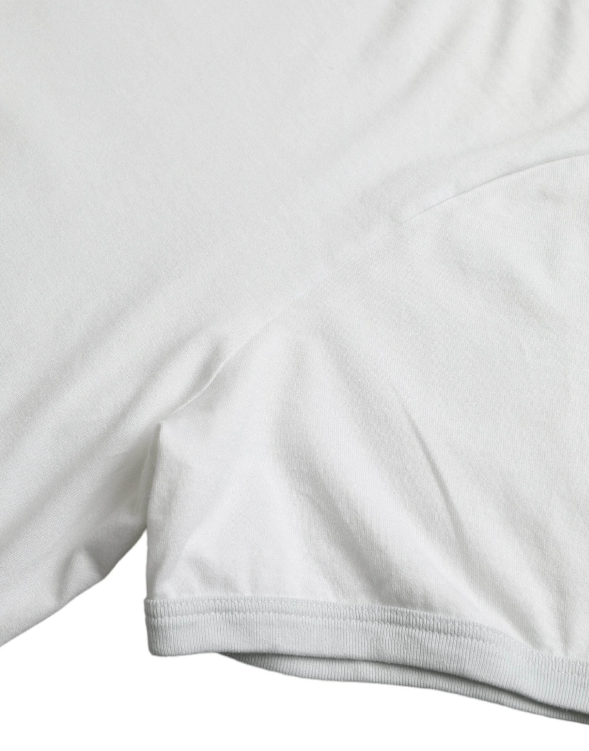 Dolce & Gabbana White Cotton Round Neck Short Sleeve T-shirt - Hilstor