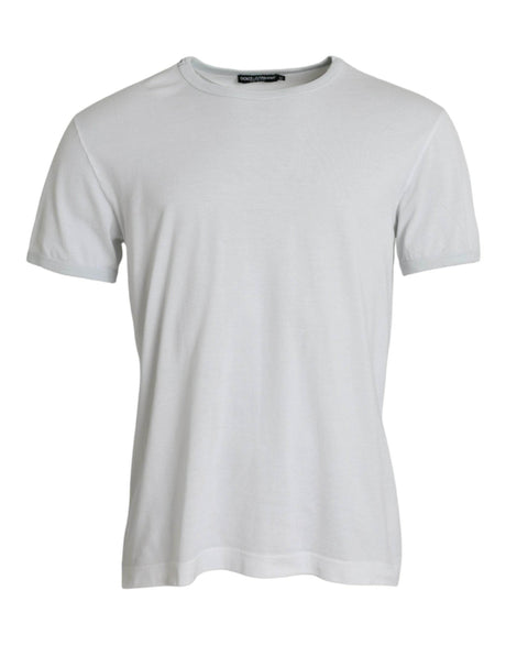 Dolce & Gabbana White Cotton Round Neck Short Sleeve T-shirt - Hilstor