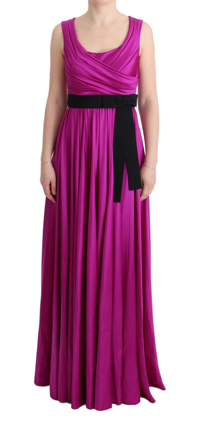 Dolce & Gabbana Elegant Pink Silk Gown Dress - Hilstor