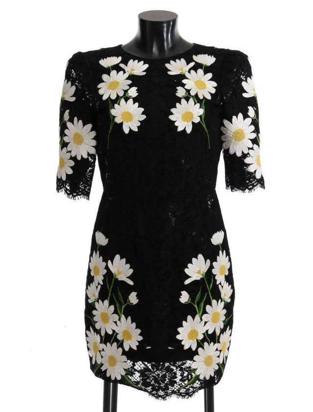 Dolce & Gabbana Black Floral Lace Chamomile Sicily Dress - Hilstor