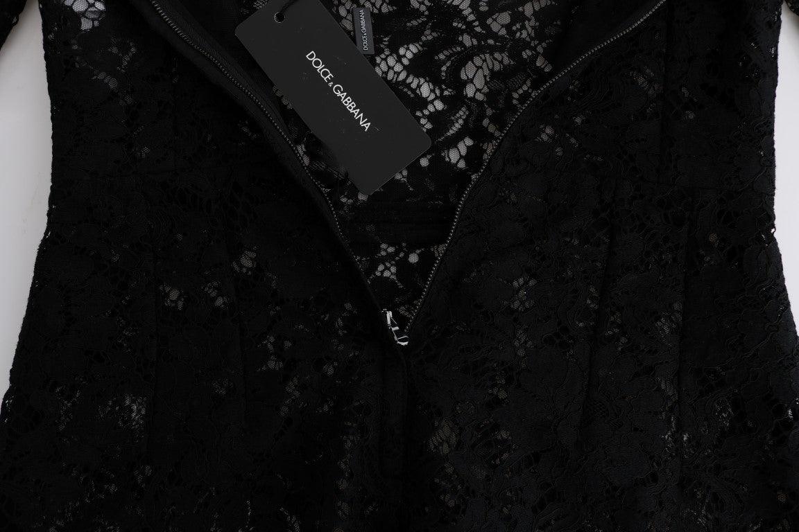 Dolce & Gabbana Black Floral Lace Chamomile Sicily Dress - Hilstor