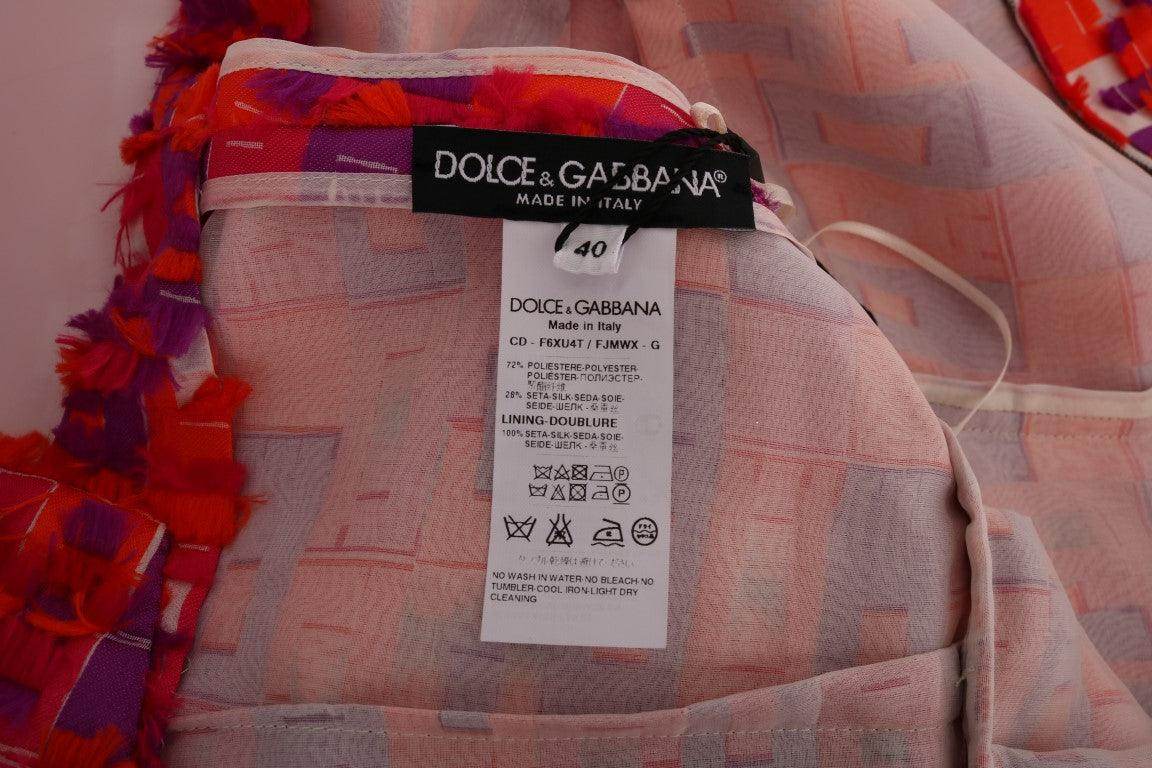 Dolce & Gabbana Pink Patterned A-line Above Knees Dress - Hilstor