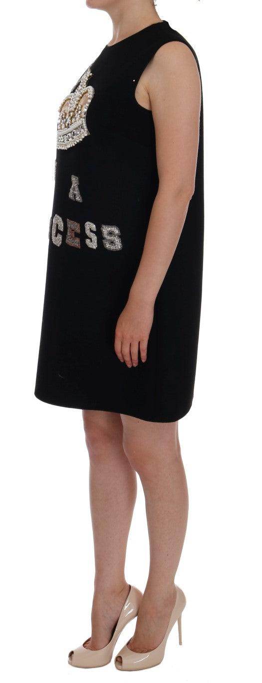 Dolce & Gabbana Black I AM A PRINCESS Crystal Shift Dress - Hilstor