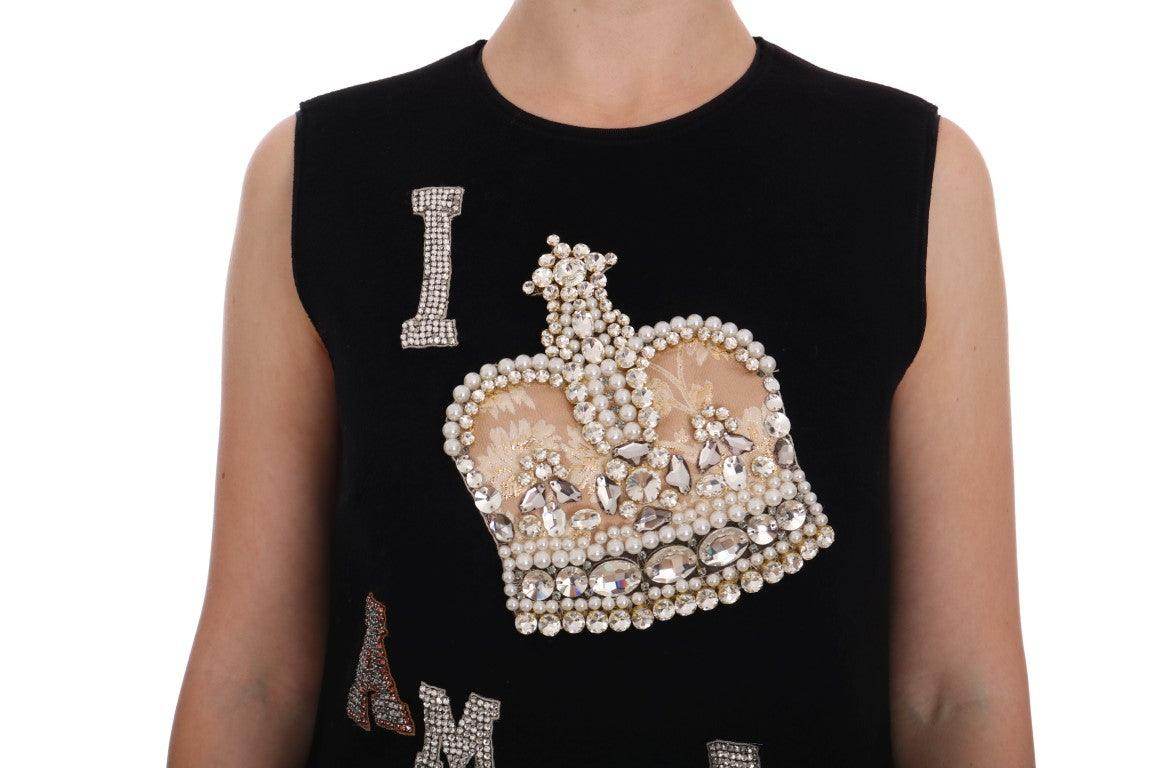 Dolce & Gabbana Black I AM A PRINCESS Crystal Shift Dress - Hilstor