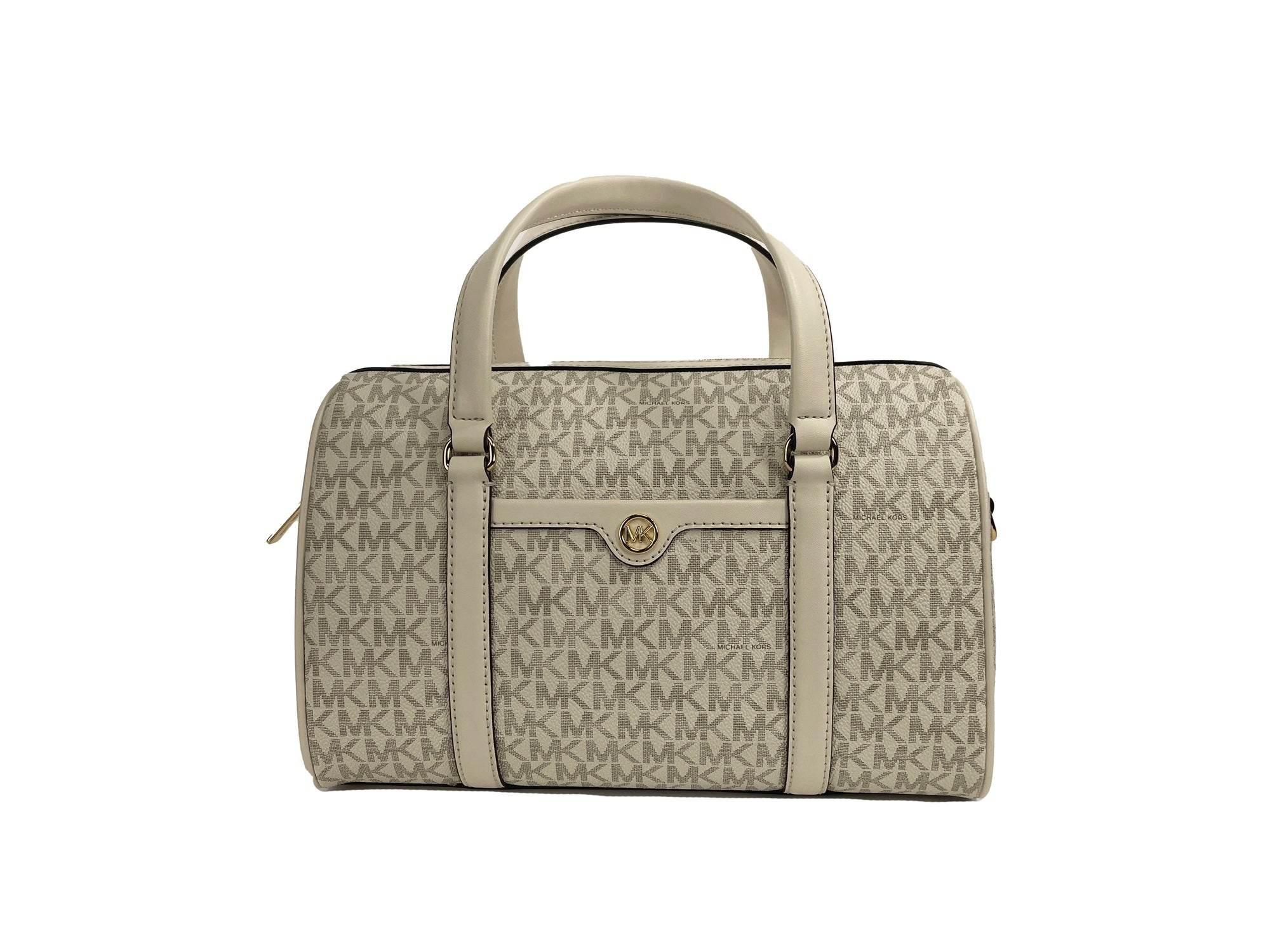 Michael Kors Travel Medium Duffle Satchel Crossbody Bag Purse Cream - Hilstor