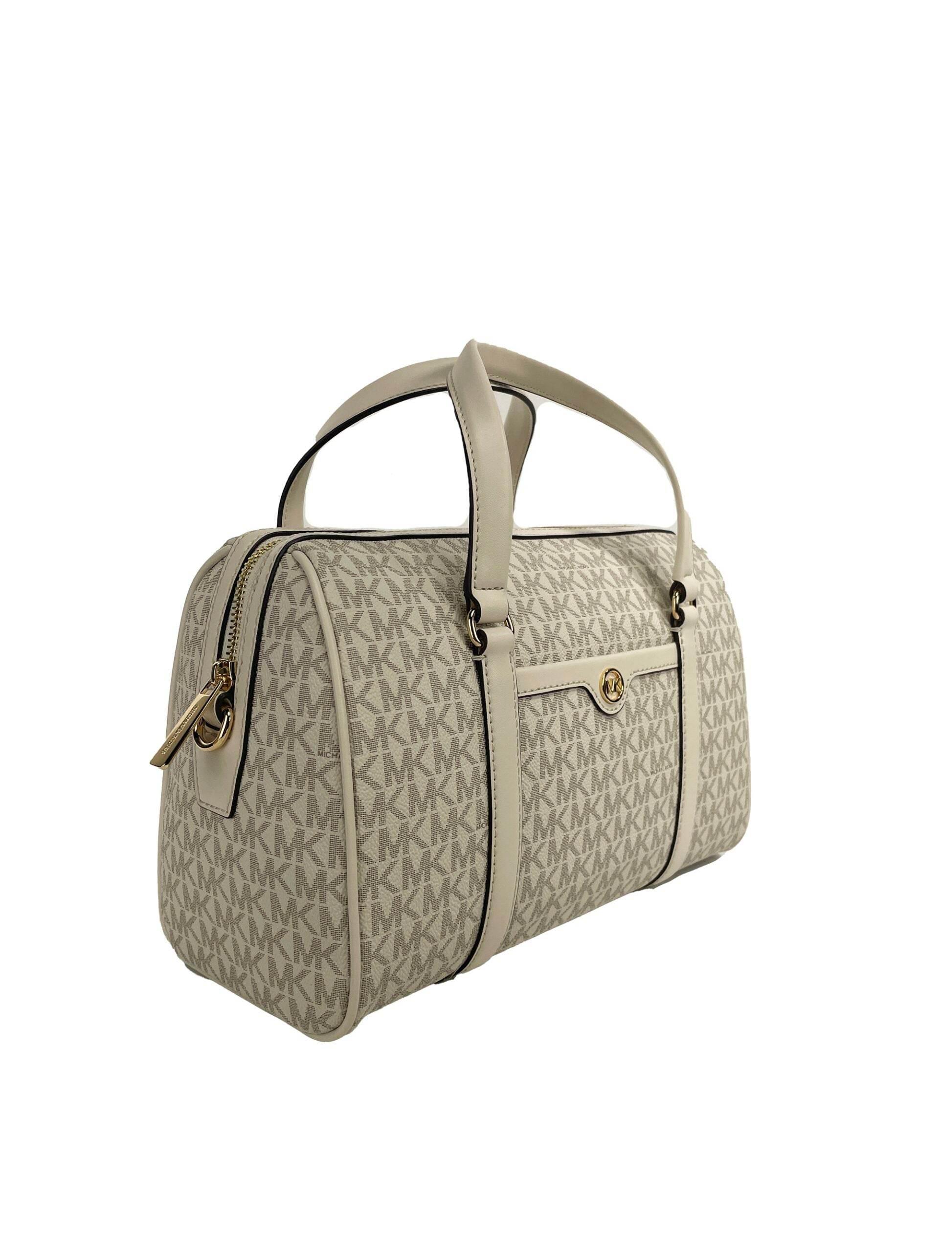 Michael Kors Travel Medium Duffle Satchel Crossbody Bag Purse Cream - Hilstor