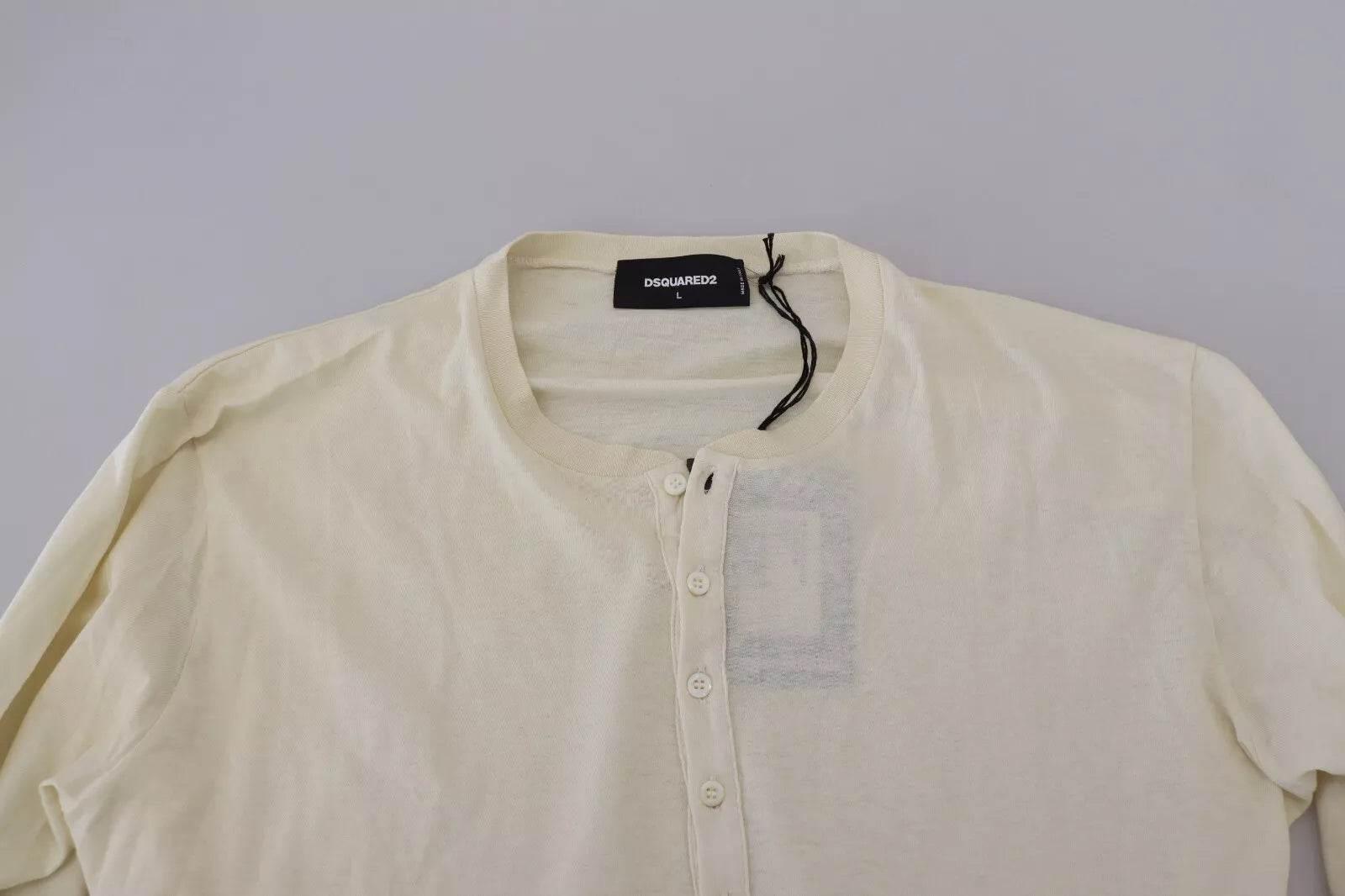 Dsquared² Beige Cotton Linen Long Sleeves Pullover Sweater - Hilstor