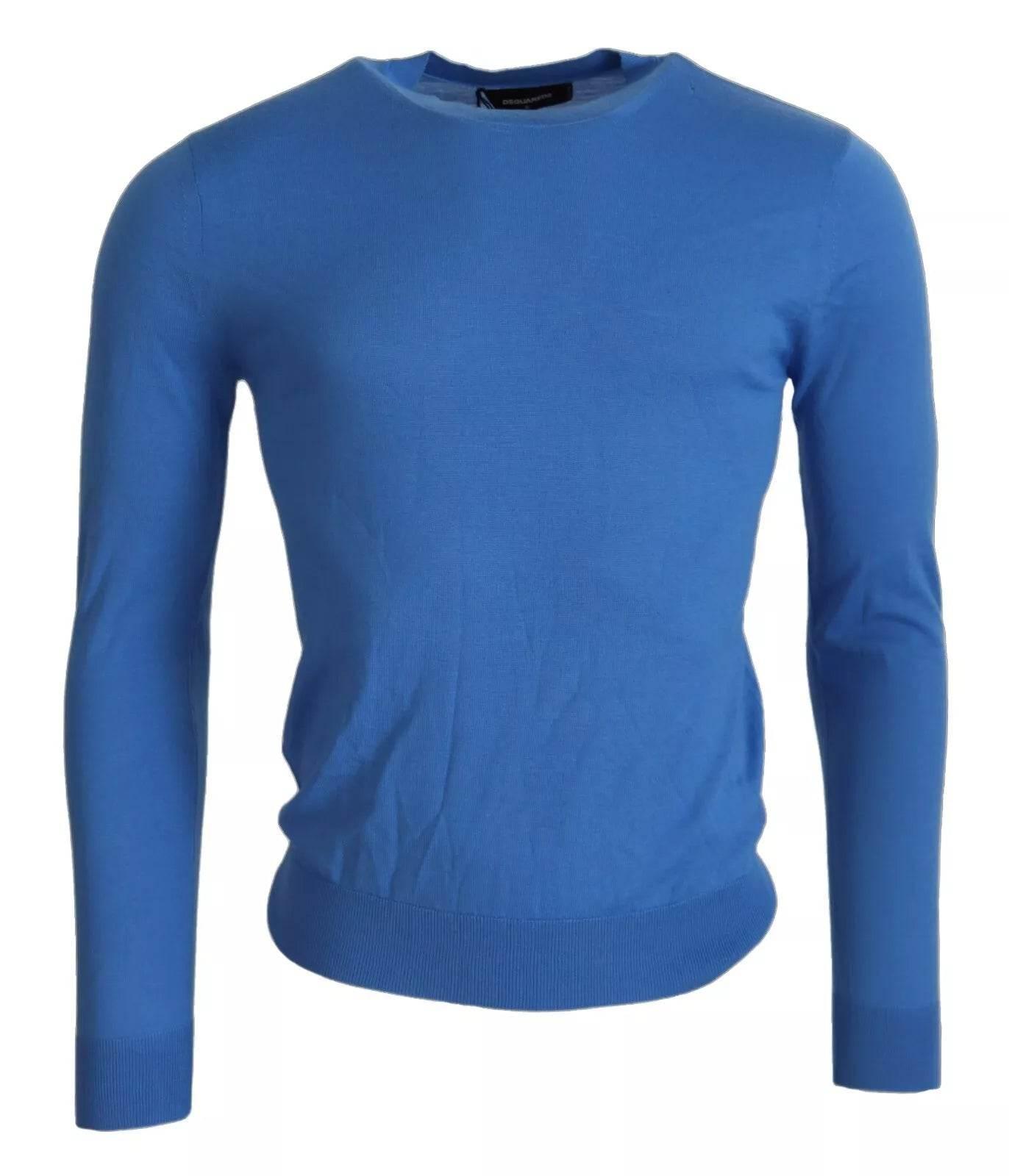 Dsquared² Blue Wool Long Sleeves Crewneck Pullover Sweater - Hilstor