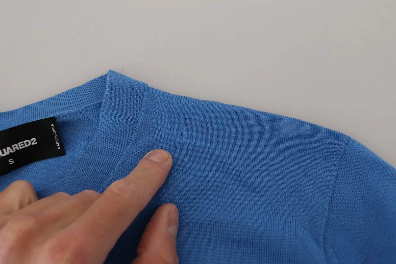 Dsquared² Blue Wool Long Sleeves Crewneck Pullover Sweater - Hilstor